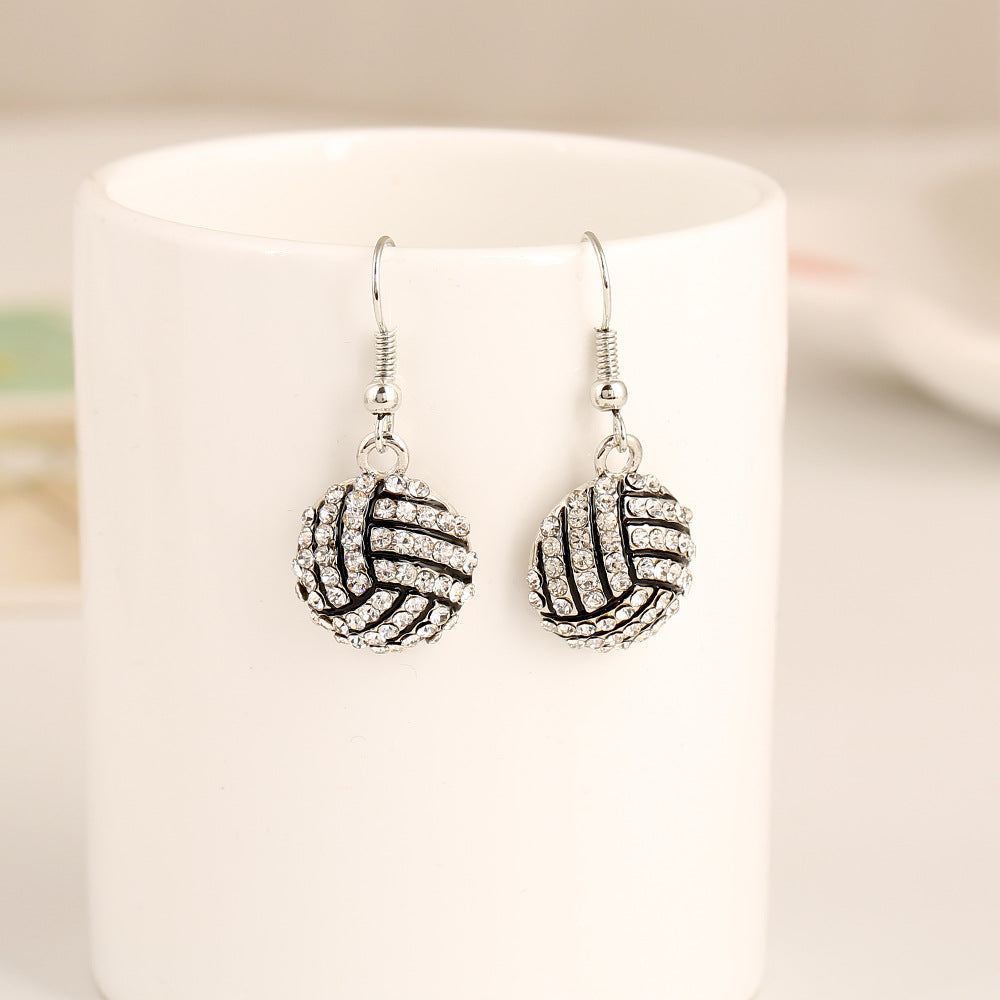 Wholesale Ball Sports Competition Fashion Trendy People Diamond Set Baseball Earrings